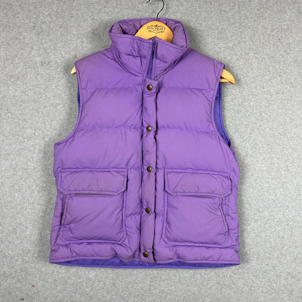Vtg 80s 90s EMS Womens Purple Down Insulated Puffer Vest Quilted Pockets‎ Medium